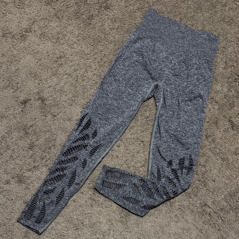 VS PINK Cool & Comfy Leggings-Sz S-Salt n Pepper-Cutout Detail-EUC